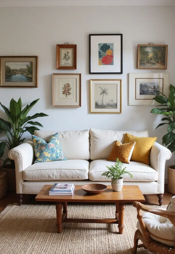 29 Light Couches Living Room Ideas That Feel Airy and Modern - 14. Light Couches with Eclectic Accents