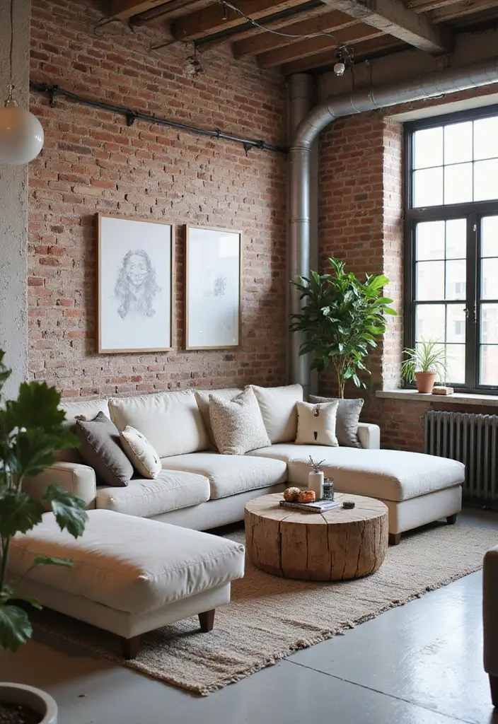 29 Light Couches Living Room Ideas That Feel Airy and Modern - 15. Urban Loft with Industrial Touches