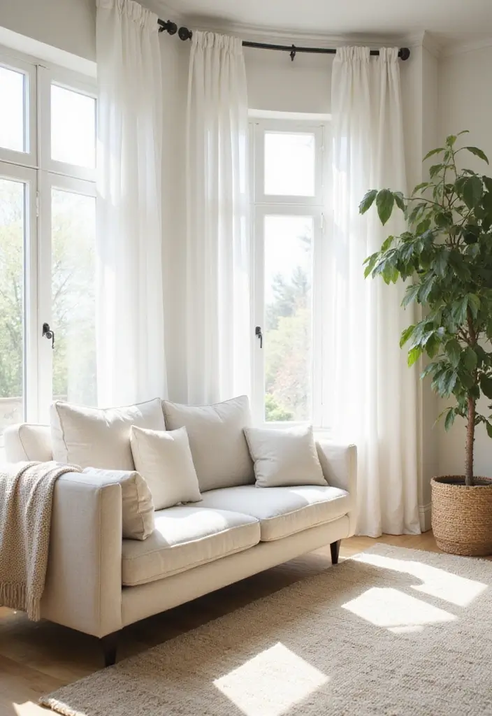 29 Light Couches Living Room Ideas That Feel Airy and Modern - 18. Light Couches and Natural Light Sources