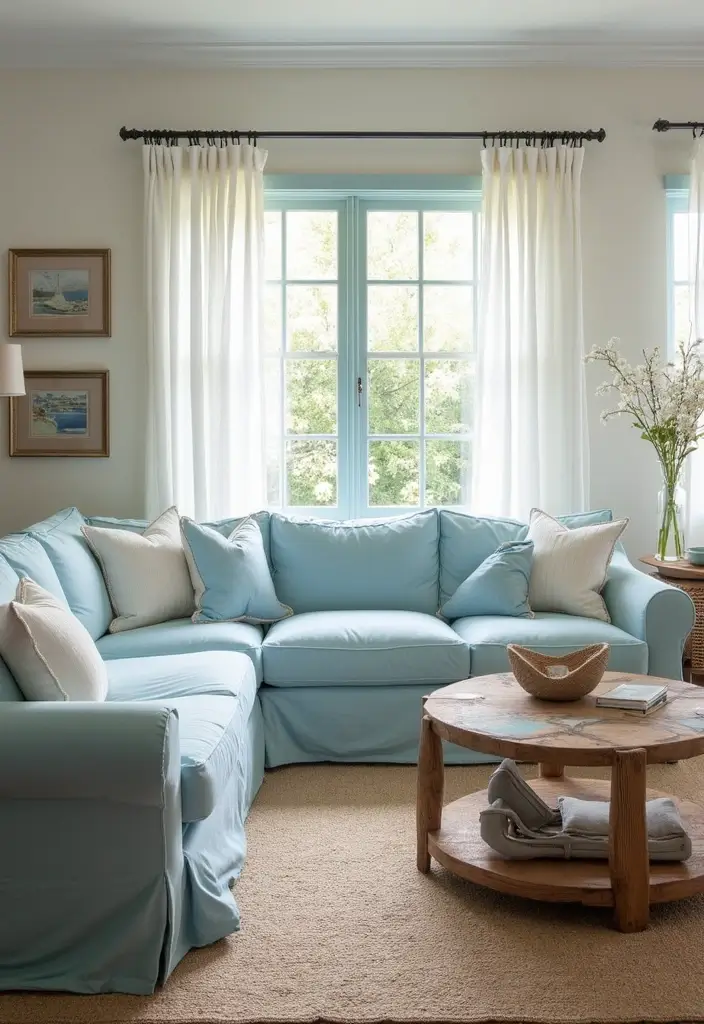 29 Light Couches Living Room Ideas That Feel Airy and Modern - 2. Coastal Breeze with Light Fabrics