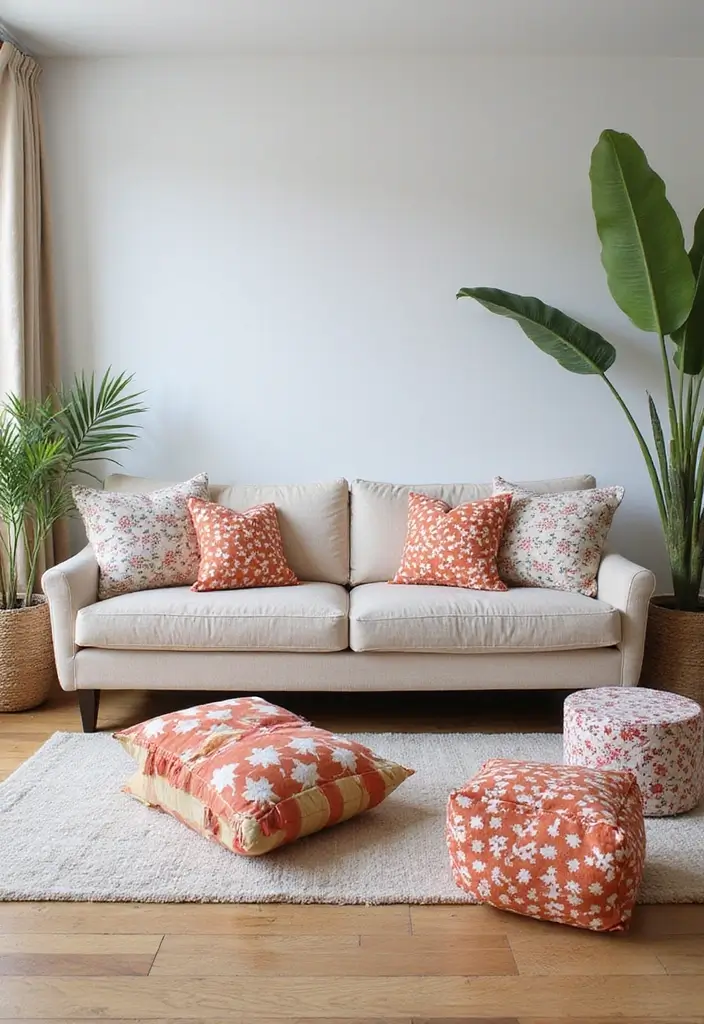 29 Light Couches Living Room Ideas That Feel Airy and Modern - 22. Mixing Patterns with Light Couches