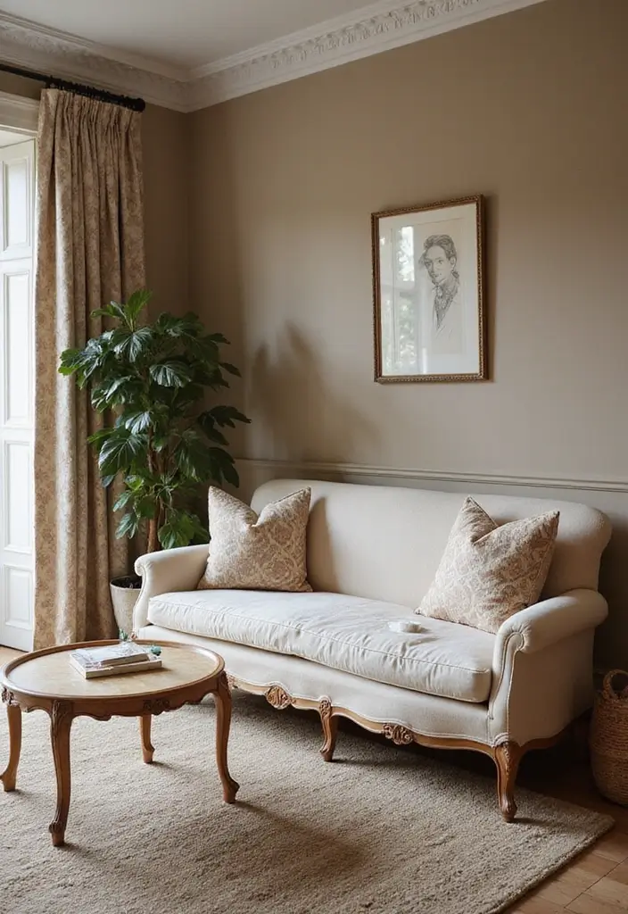 29 Light Couches Living Room Ideas That Feel Airy and Modern - 26. Classic Light Couches with Timeless Decor