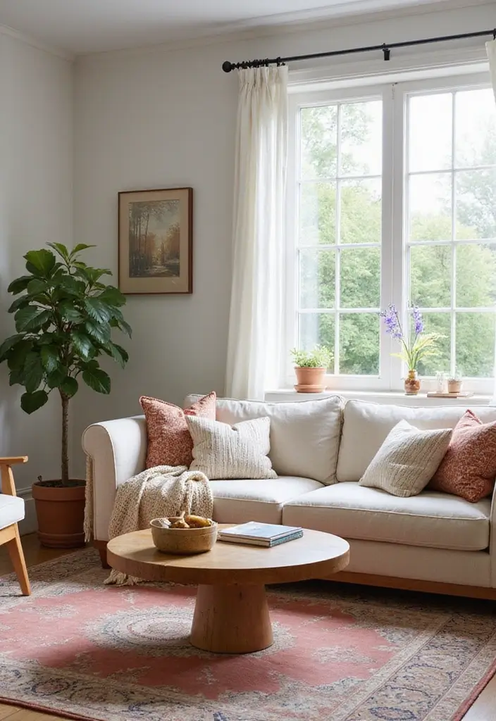 29 Light Couches Living Room Ideas That Feel Airy and Modern - 29. Seasonal Light Couch Decor