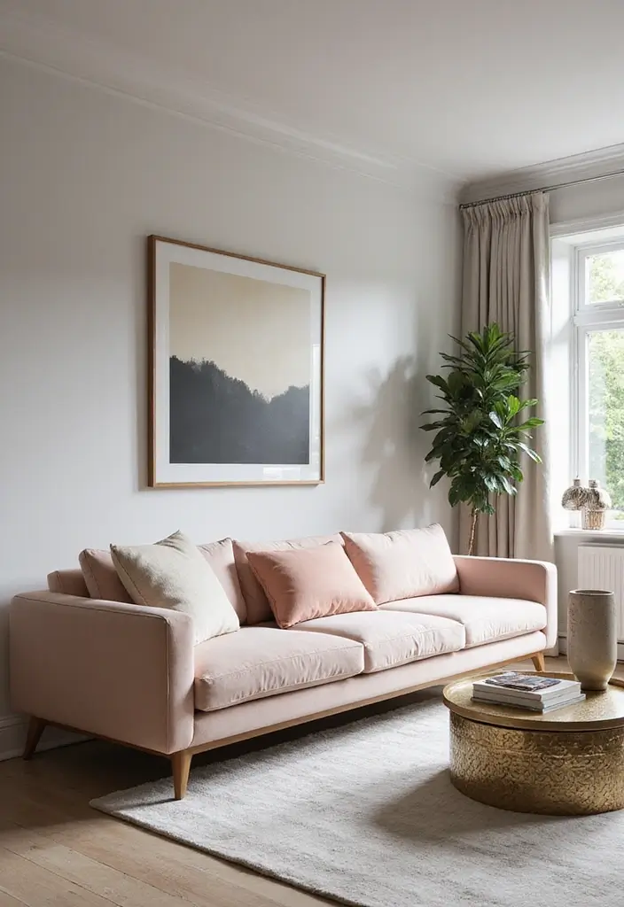 29 Light Couches Living Room Ideas That Feel Airy and Modern - 5. Contemporary Chic with Velvet