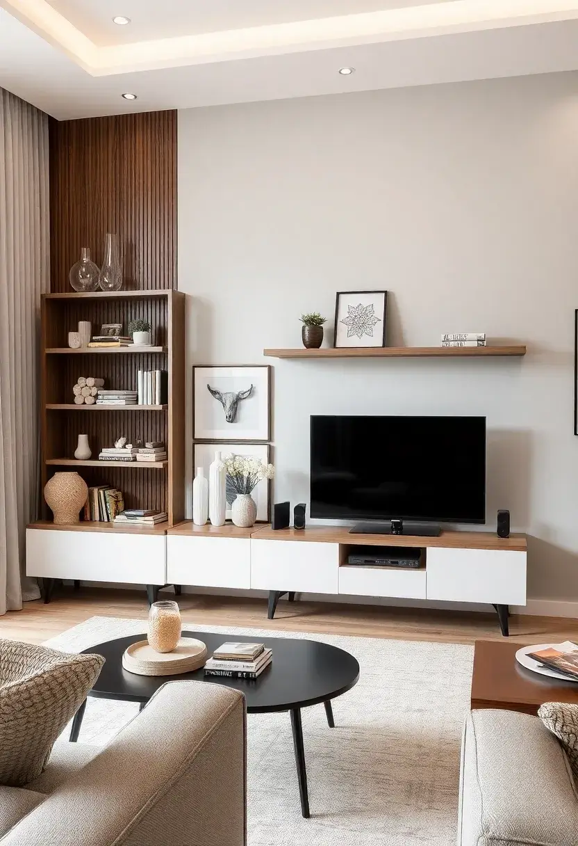 29 Living Room Decor Black Women Inspiration That Celebrates Style and Culture - 21. Stylish Media Centers