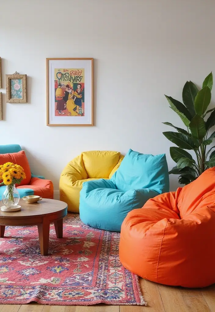 29 Living Room Seating Ideas That Maximize Comfort and Flow - 10. Bean Bag Chairs