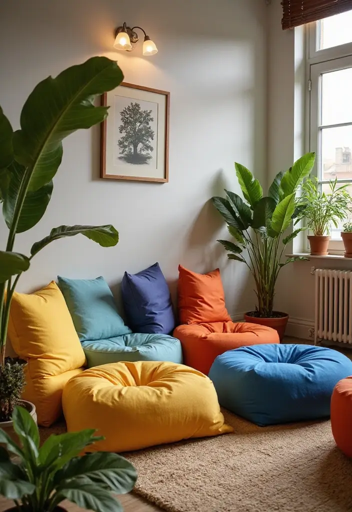 29 Living Room Seating Ideas That Maximize Comfort and Flow - 18. Cozy Corners with Bean Bags