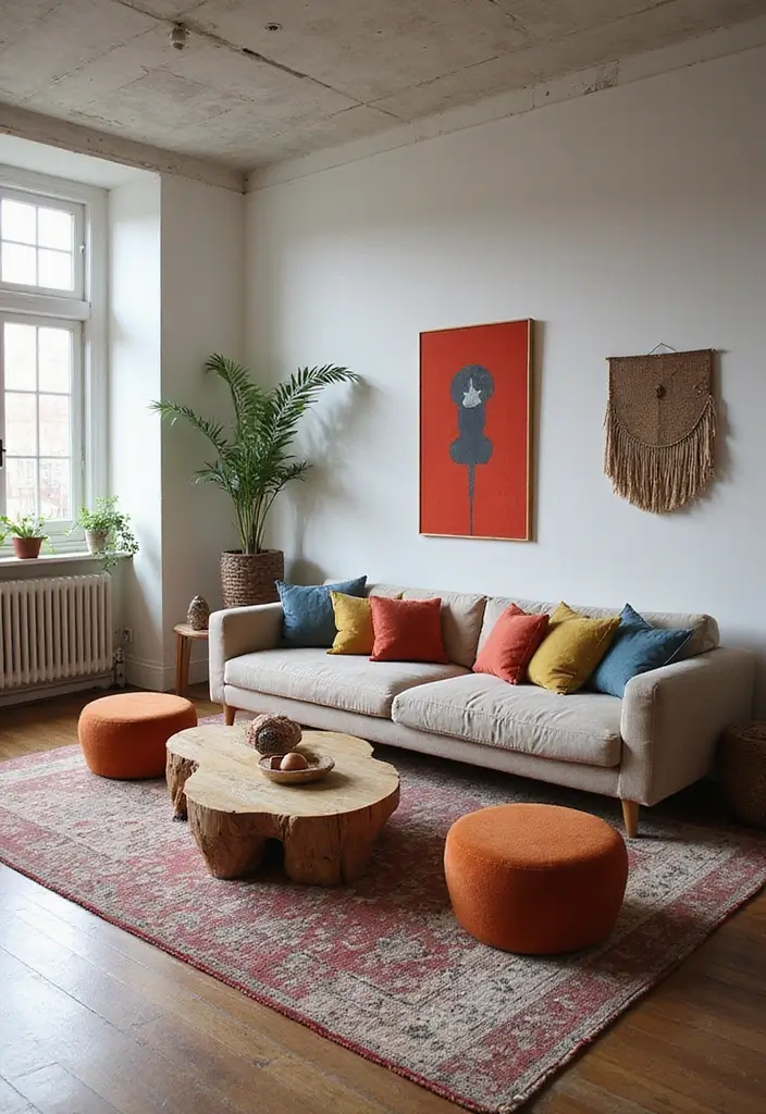 29 Living Room Seating Ideas That Maximize Comfort and Flow - 20. Artistic Seating Options