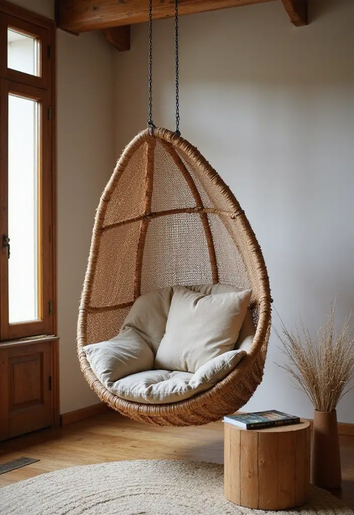 29 Living Room Seating Ideas That Maximize Comfort and Flow - 9. Hanging Chairs