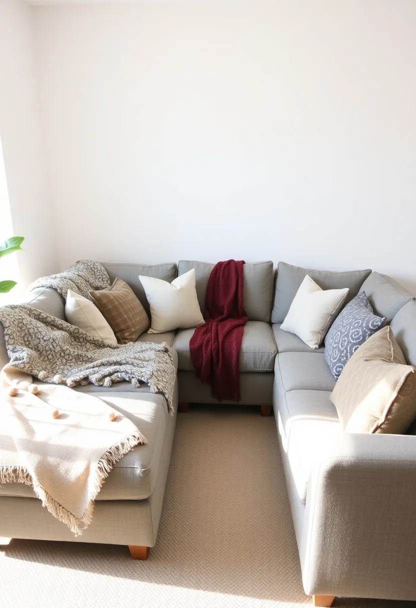 29 Living Room With Grey Sectional Ideas That Look Balanced and Cozy - 10. Enhance with Textiles