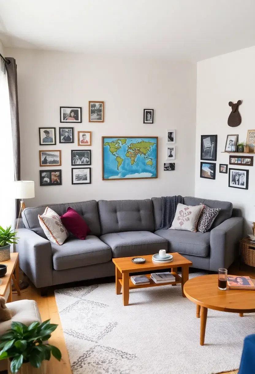 29 Living Room With Grey Sectional Ideas That Look Balanced and Cozy - 16. Incorporating Personal Touches