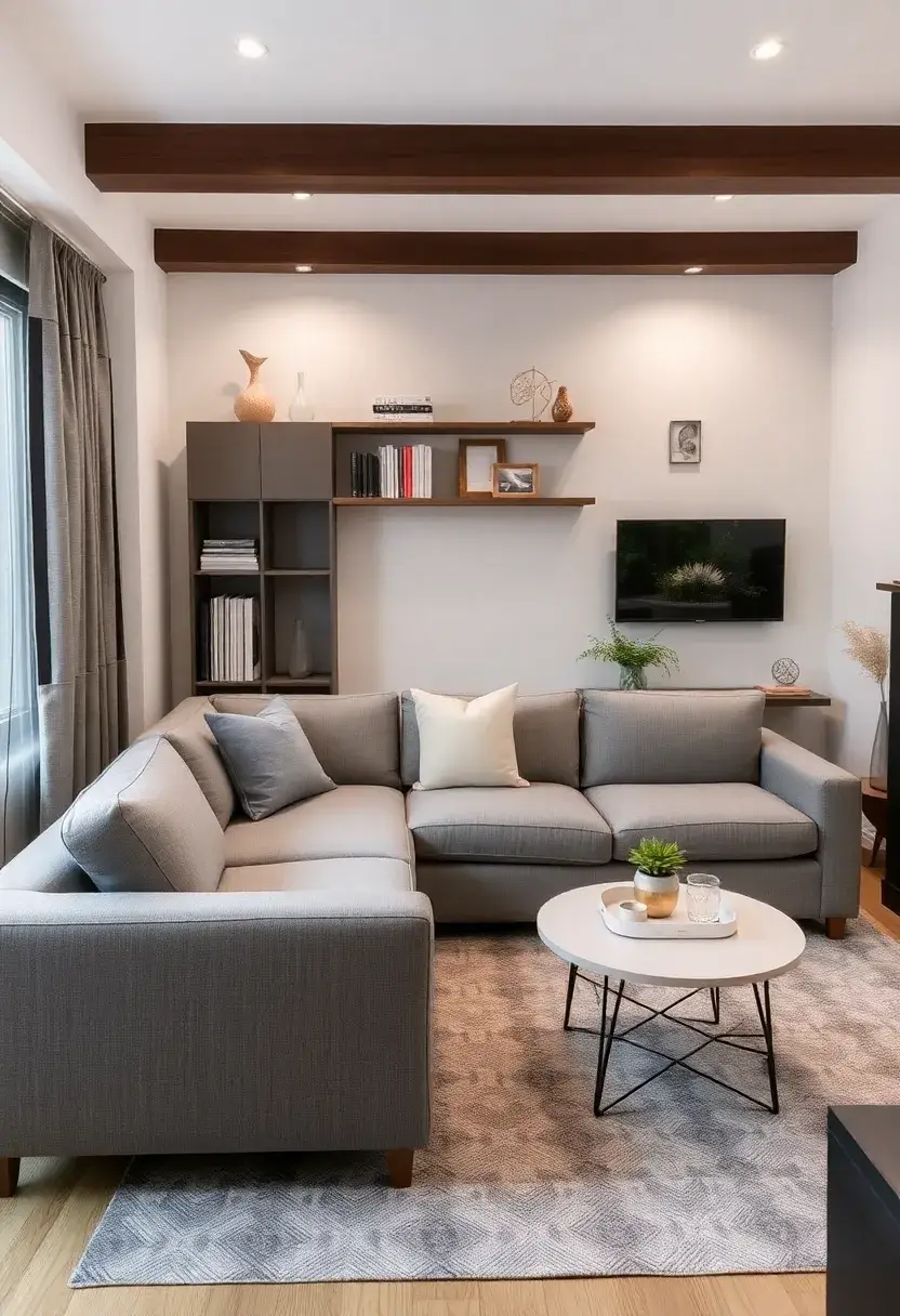 29 Living Room With Grey Sectional Ideas That Look Balanced and Cozy - 29. Space-Saving Solutions