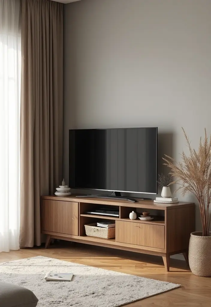 29 Living Room With TV Stand Ideas That Look Clean and Organized - 5. Corner TV Stand