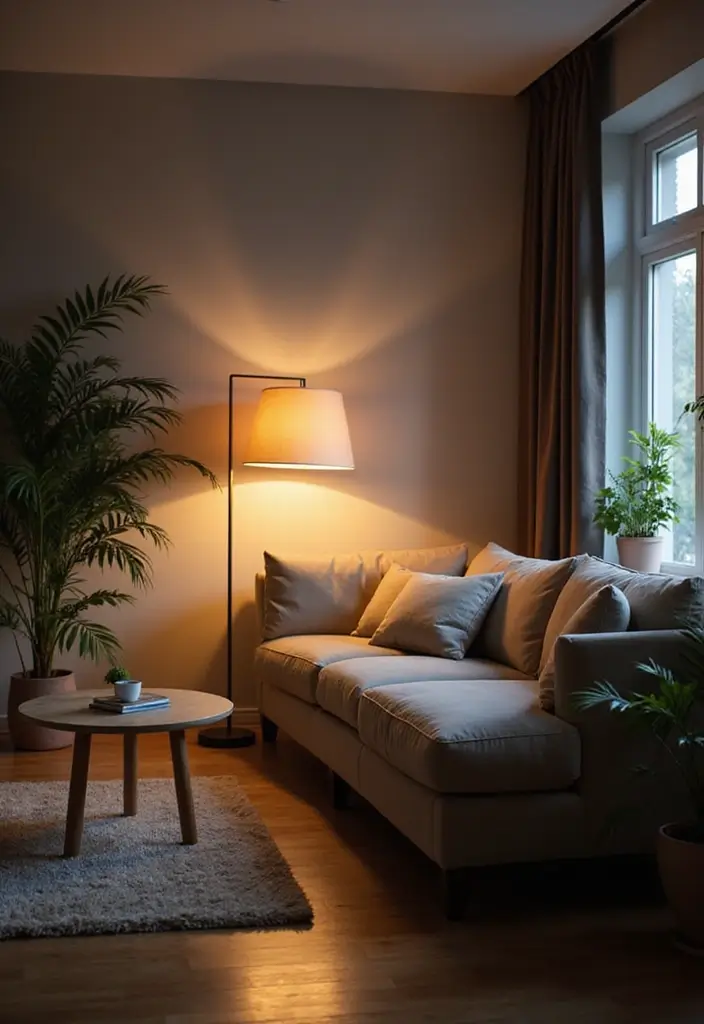 29 Mid Century Modern Apartment Living Room Ideas That Look Retro and Chic - 10. Layered Lighting Techniques