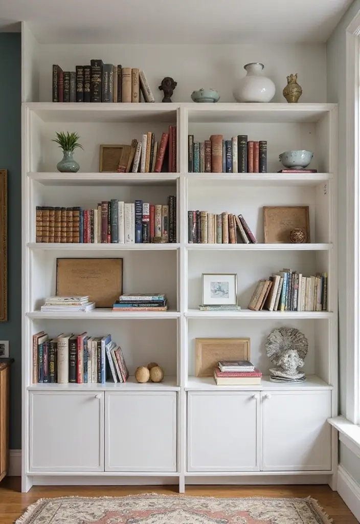 29 Mid Century Modern Apartment Living Room Ideas That Look Retro and Chic - 12. Open Shelving Displays