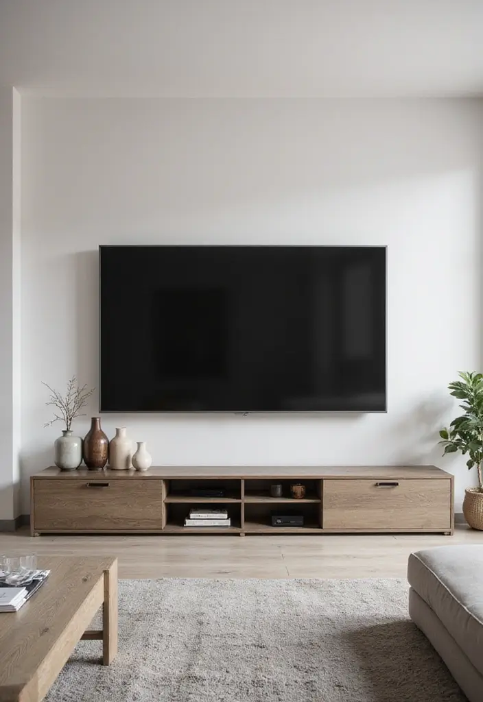 29 Mid Century Modern Apartment Living Room Ideas That Look Retro and Chic - 13. Minimalist Media Centers