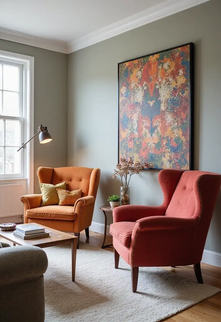 29 Mid Century Modern Apartment Living Room Ideas That Look Retro and Chic - 14. Funky Accent Chairs