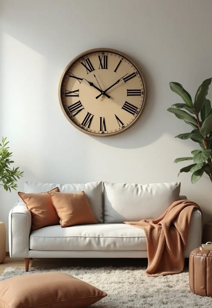 29 Mid Century Modern Apartment Living Room Ideas That Look Retro and Chic - 20. Vintage-Inspired Clocks