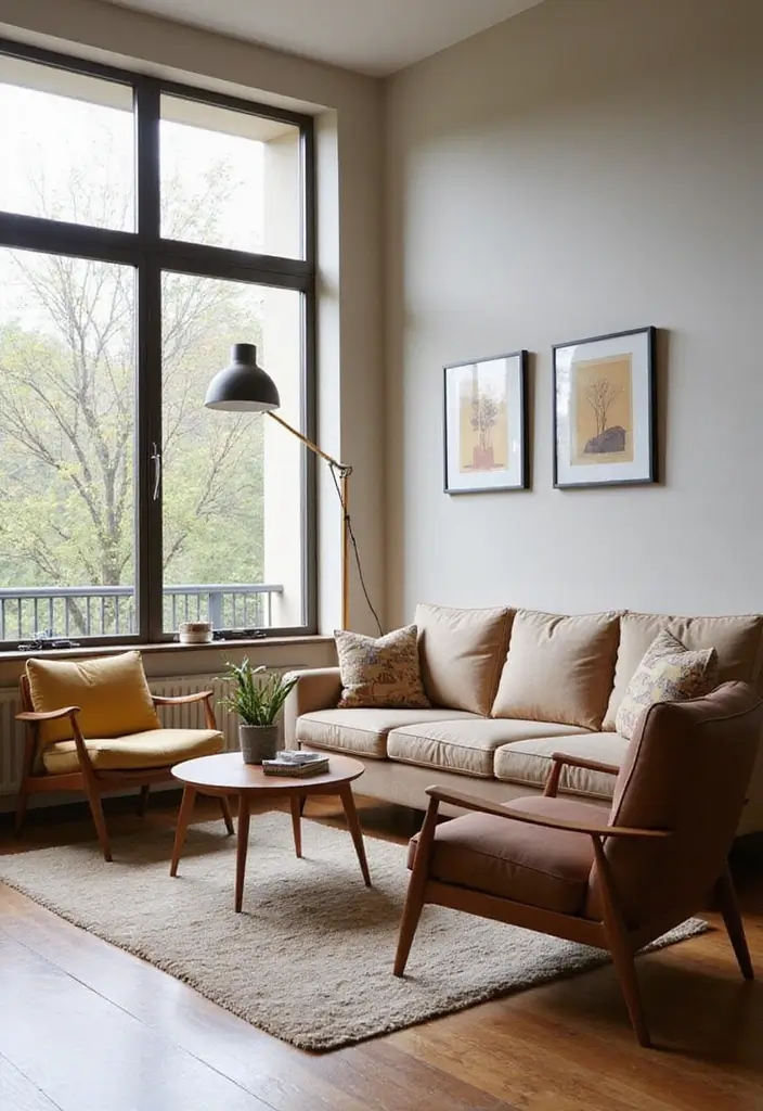 29 Mid Century Modern Apartment Living Room Ideas That Look Retro and Chic - 27. Mid Century Modern Seating