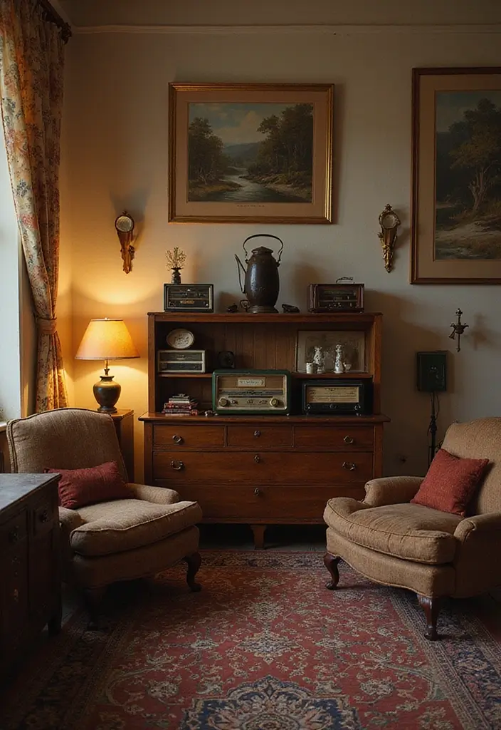 29 Mid Century Modern Apartment Living Room Ideas That Look Retro and Chic - 8. Vintage Finds and Thrift Store Treasures