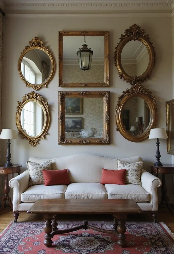 29 Old Style Living Room Ideas That Feel Nostalgic and Classic - 10. Vintage Mirrors