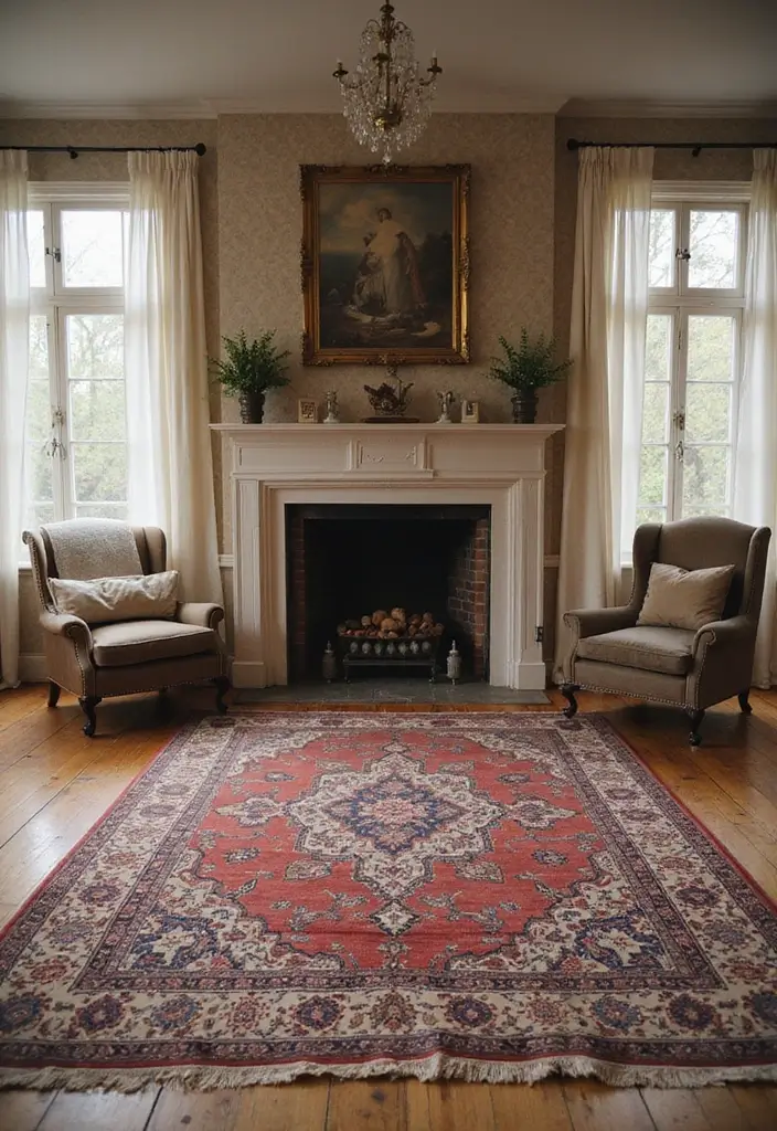 29 Old Style Living Room Ideas That Feel Nostalgic and Classic - 15. Vintage Rugs