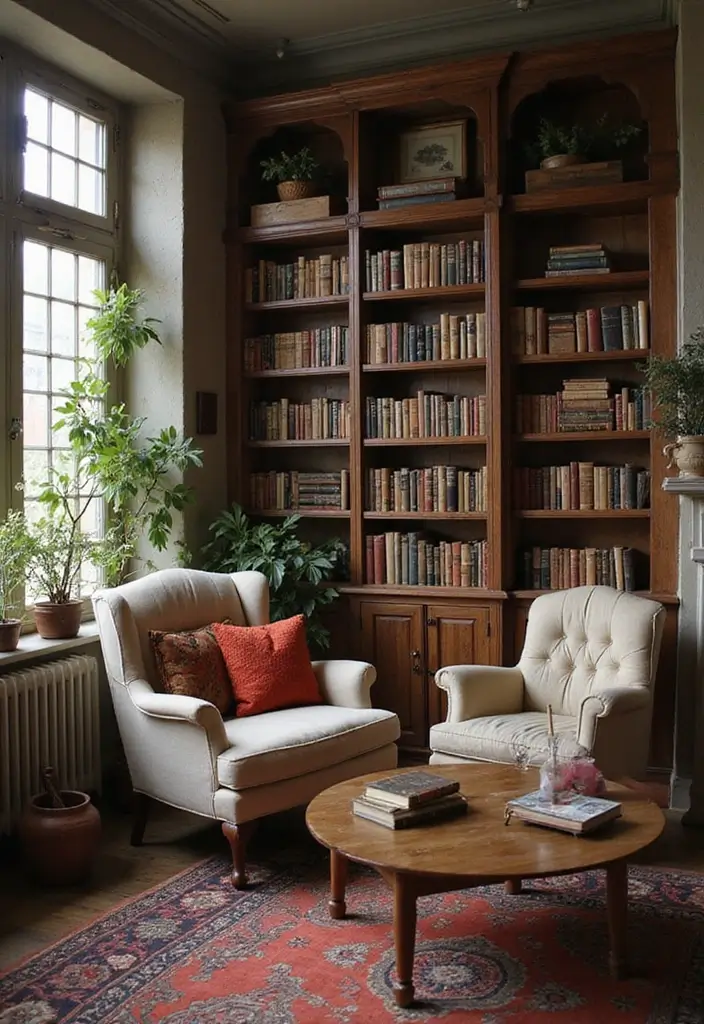 29 Old Style Living Room Ideas That Feel Nostalgic and Classic - 20. Curated Book Collections