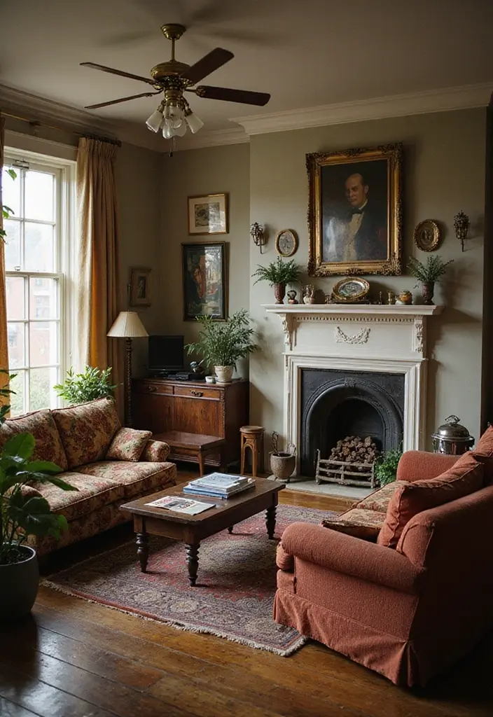 29 Old Style Living Room Ideas That Feel Nostalgic and Classic - 28. Mixing Eras