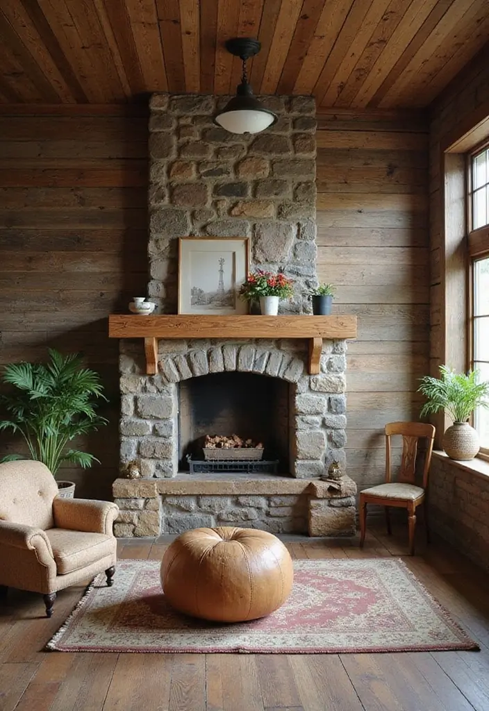 29 Old Style Living Room Ideas That Feel Nostalgic and Classic - 7. Rustic Wall Treatments