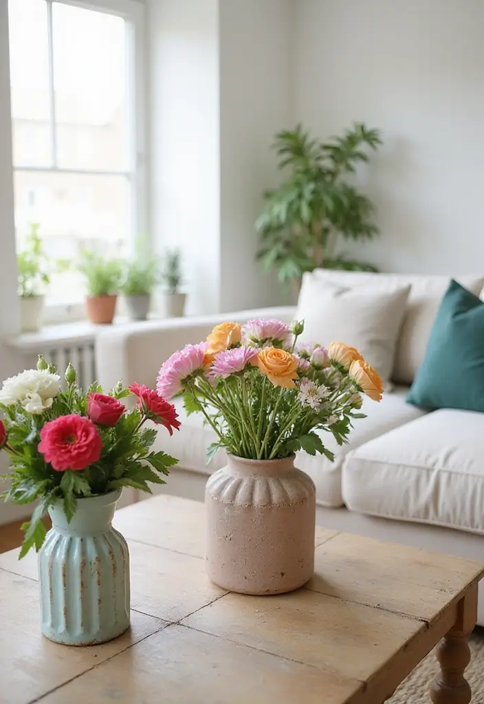 29 Spring Living Room Decor Ideas That Feel Fresh and Bright - 4. Fresh Flower Arrangements