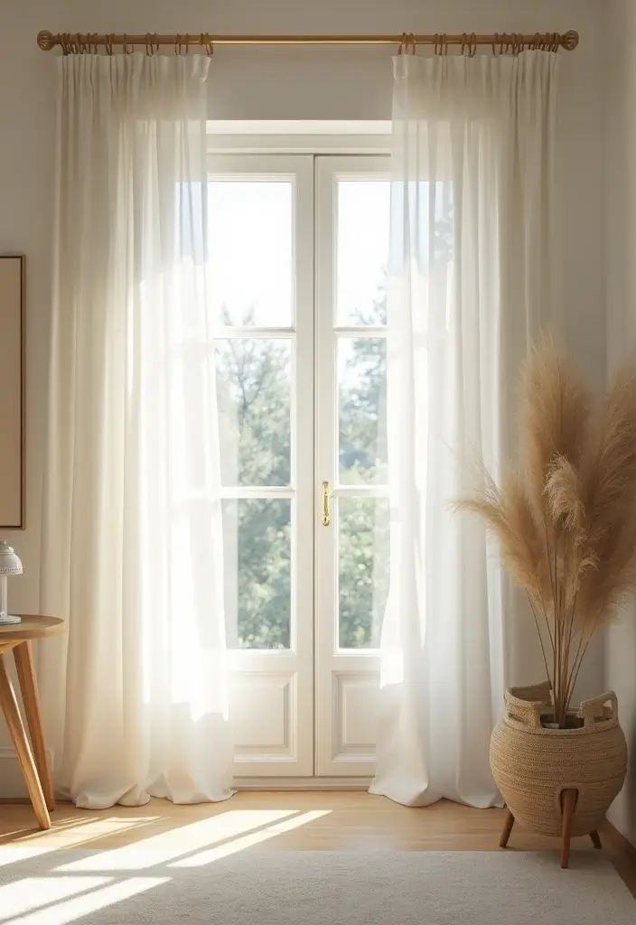 29 Spring Living Room Decor Ideas That Feel Fresh and Bright - 5. Lightweight Drapes
