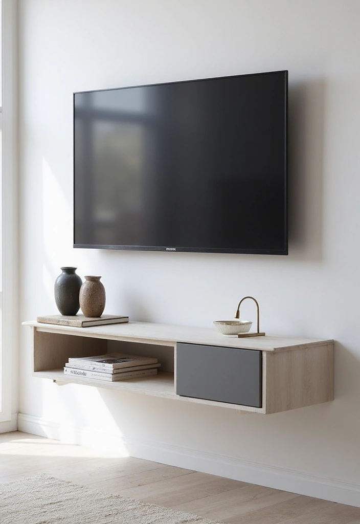 29 TV Designs for Living Room That Feel Sleek and Functional - 1. Floating TV Stand