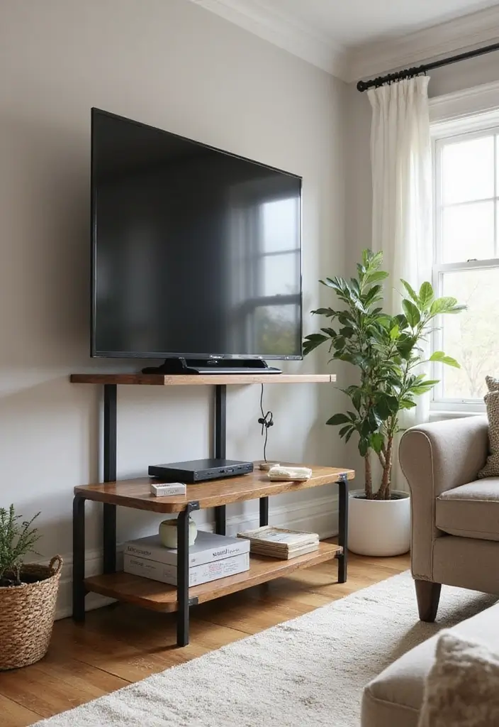 29 TV Designs for Living Room That Feel Sleek and Functional - 21. Adjustable Height TV Stands