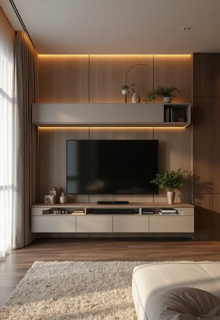 29 TV Designs for Living Room That Feel Sleek and Functional - 3. Media Wall Units