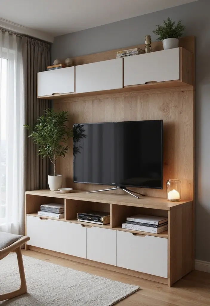 29 TV Designs for Living Room That Feel Sleek and Functional - 7. Compact Entertainment Units