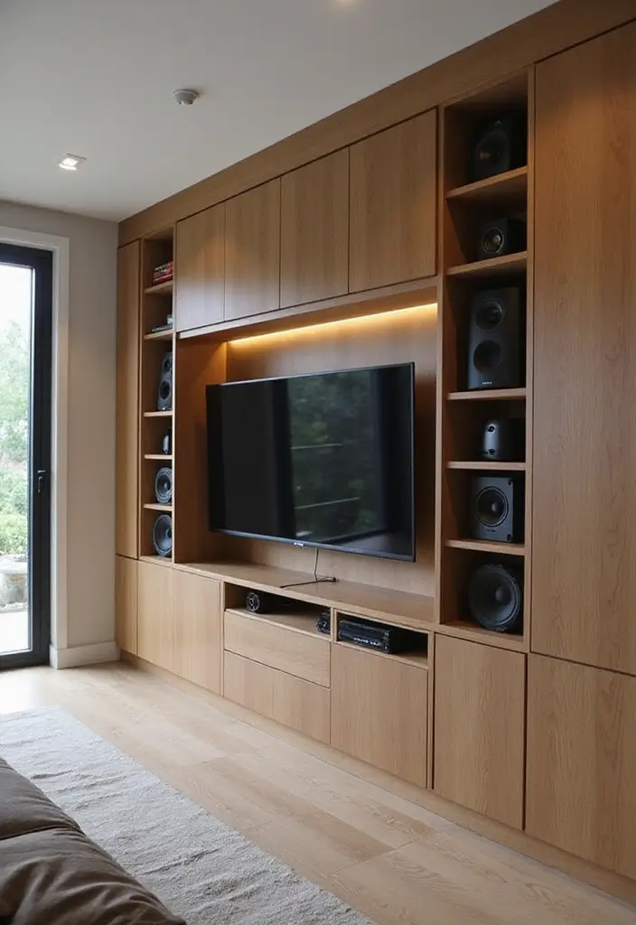 29 TV in Alcove Living Room Ideas That Look Built In and Elegant - 12. Integrated Sound Systems