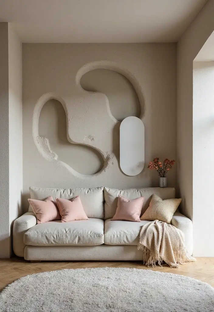 29 TV in Alcove Living Room Ideas That Look Built In and Elegant - 25. Modern Sculptural Elements