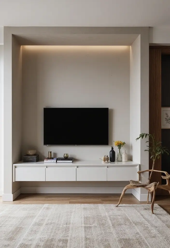 29 TV in Alcove Living Room Ideas That Look Built In and Elegant - 27. Elevated Platform for TV