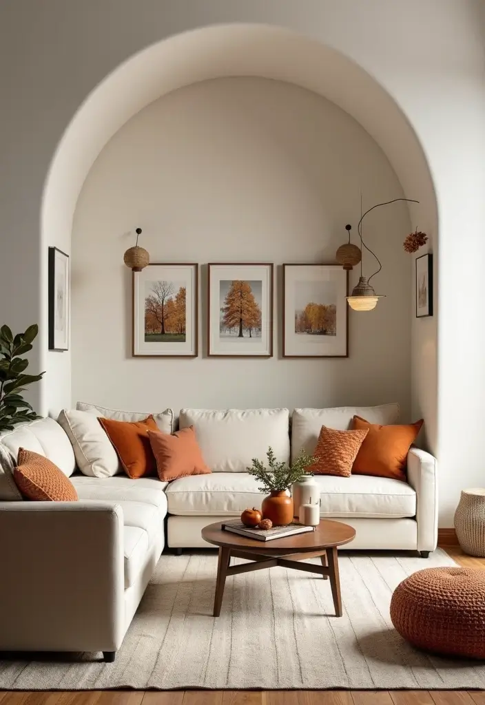 29 TV in Alcove Living Room Ideas That Look Built In and Elegant - 28. Seasonal Decor Themes