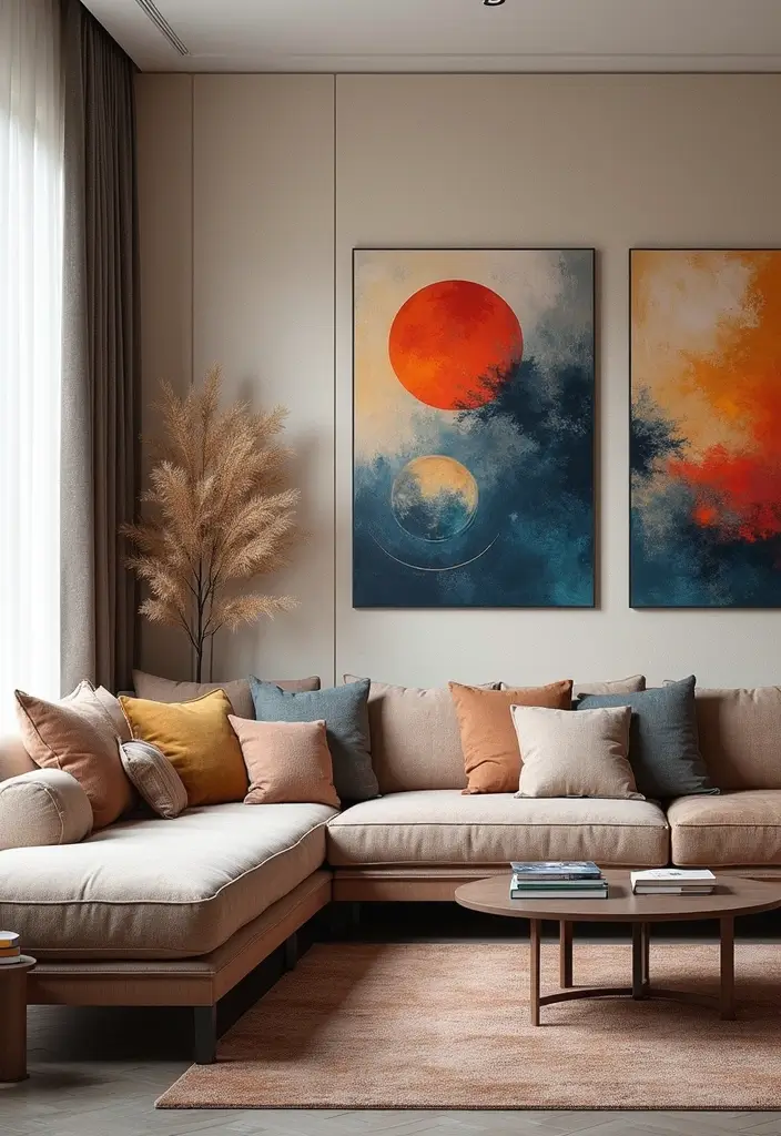 29 Wallpaper Living Room Ideas That Add Texture and Personality - 10. Abstract Art-Inspired Wallpaper