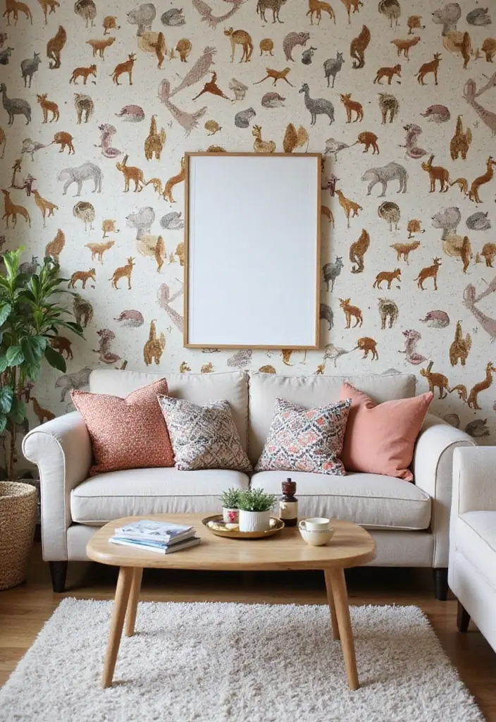 29 Wallpaper Living Room Ideas That Add Texture and Personality - 4. Whimsical Animal Prints