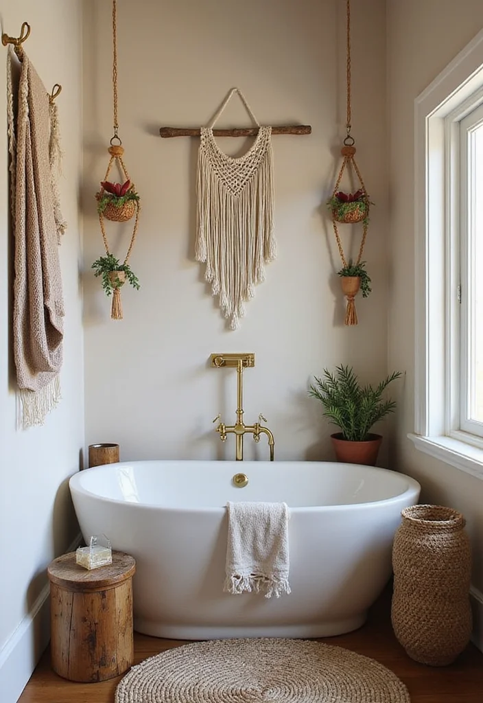 14 Baddie Bathroom Ideas With Trendy Aesthetic - 1. Bohemian Vibes with Woven Textiles