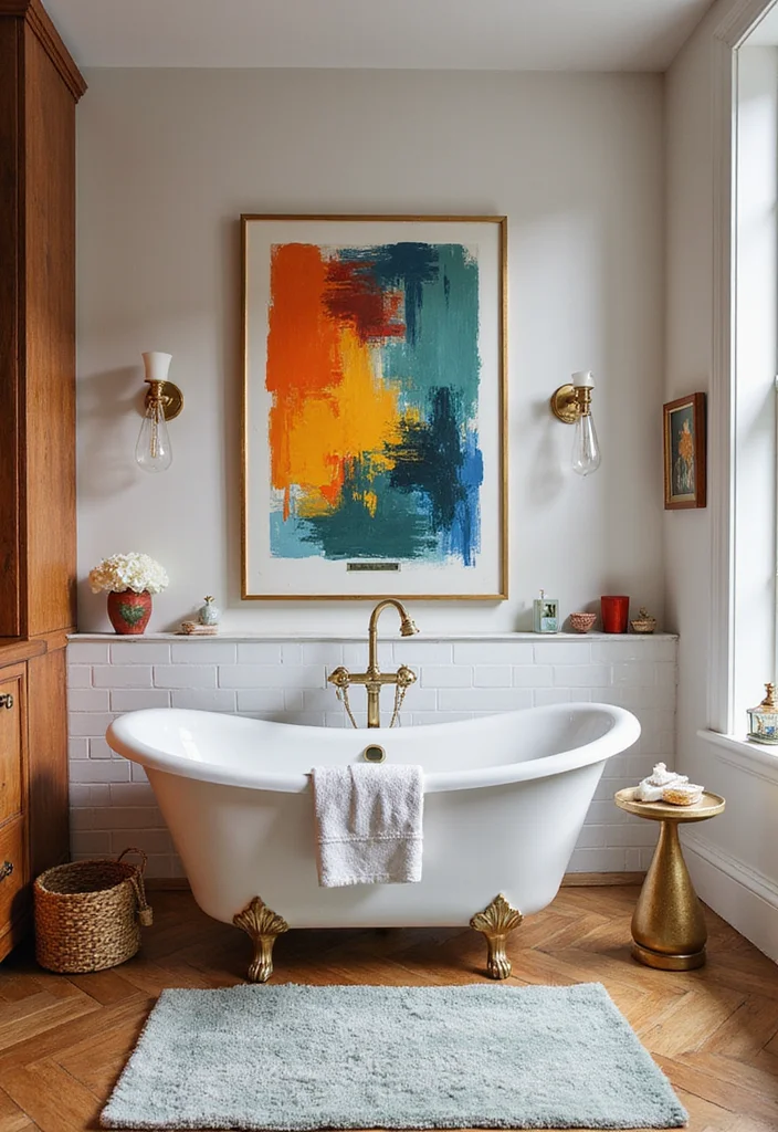 14 Baddie Bathroom Ideas With Trendy Aesthetic - 5. Art-Inspired Decor