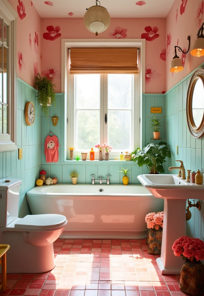 14 Baddie Bathroom Ideas With Trendy Aesthetic - 9. Playful Patterns and Colors