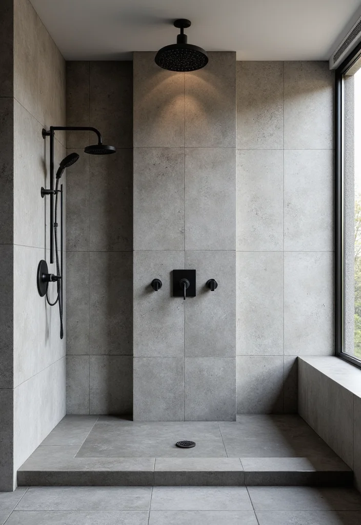 14 Bathroom Ideas With Black Fixtures For Modern Edge - 2. Statement Black Shower Fixtures