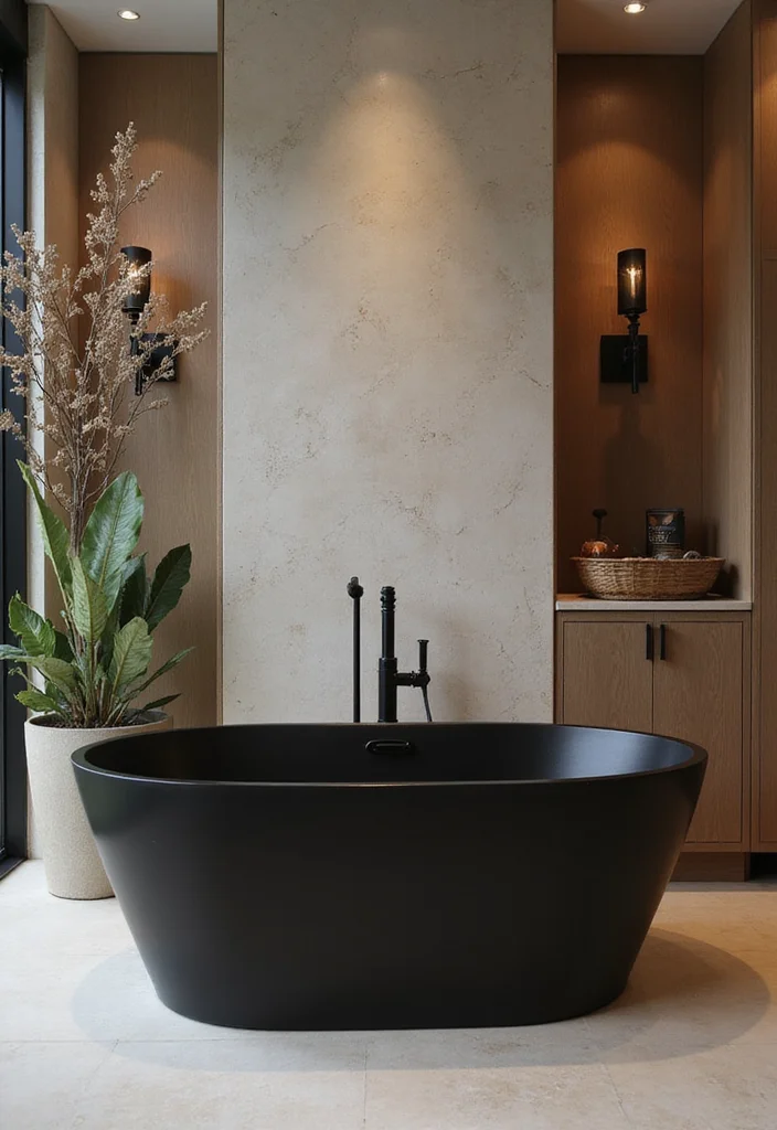 14 Bathroom Ideas With Black Fixtures For Modern Edge - 3. Bold Black Bathtubs