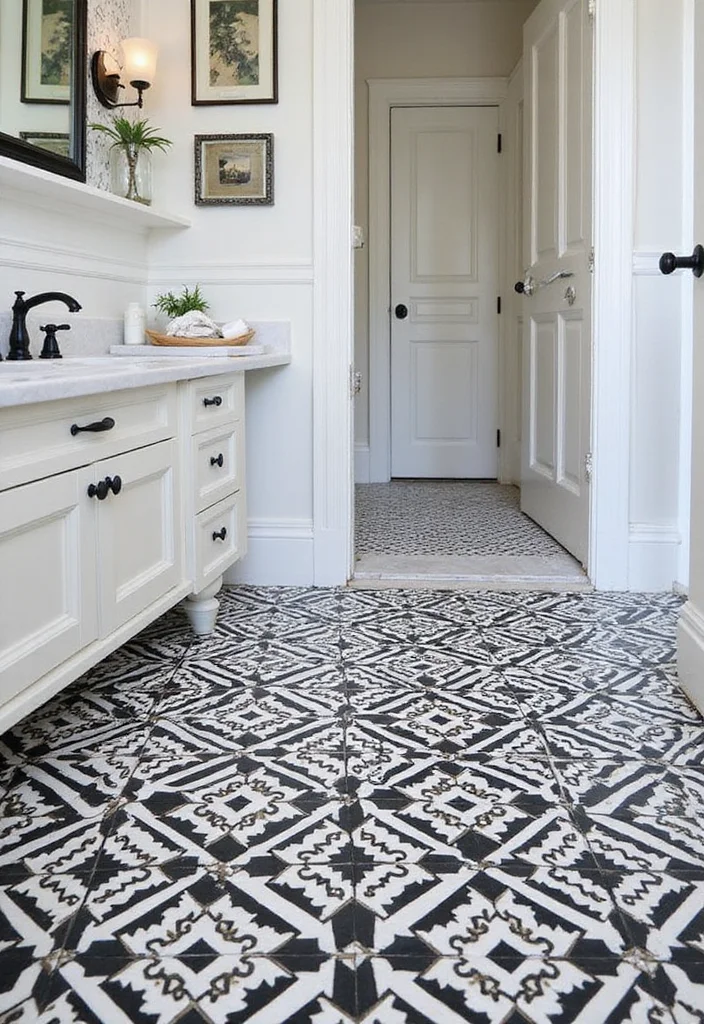14 Bathroom Ideas With Black Fixtures For Modern Edge - 4. Black and White Tile Patterns