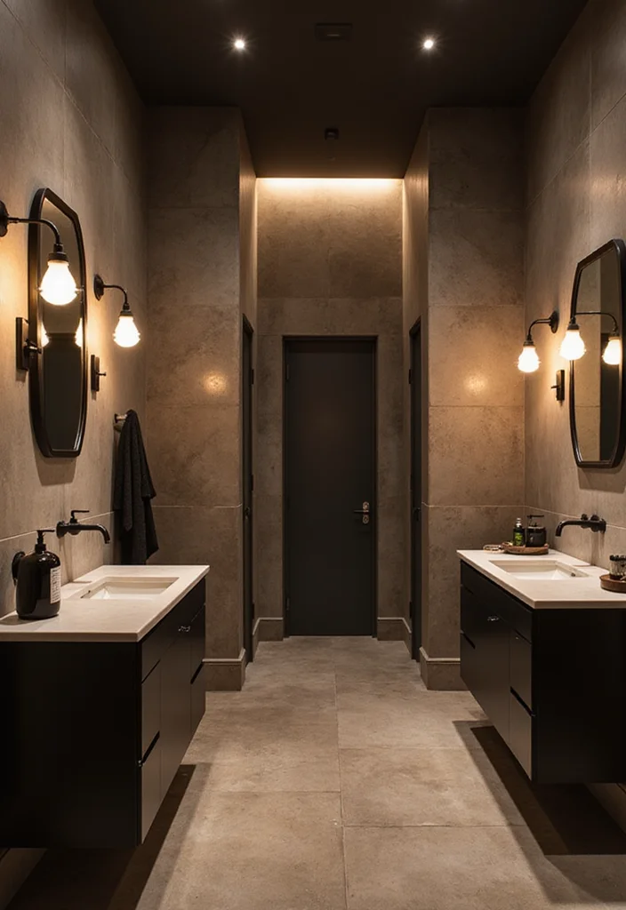 14 Bathroom Ideas With Black Fixtures For Modern Edge - 5. Black Lighting Fixtures