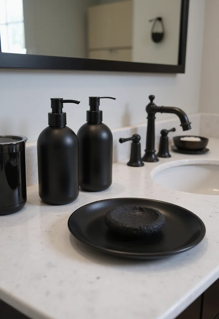 14 Bathroom Ideas With Black Fixtures For Modern Edge - 7. Luxurious Black Accessories