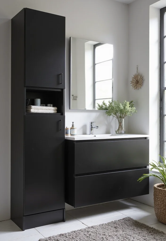 14 Bathroom Ideas With Black Fixtures For Modern Edge - 9. Black Vanity Units